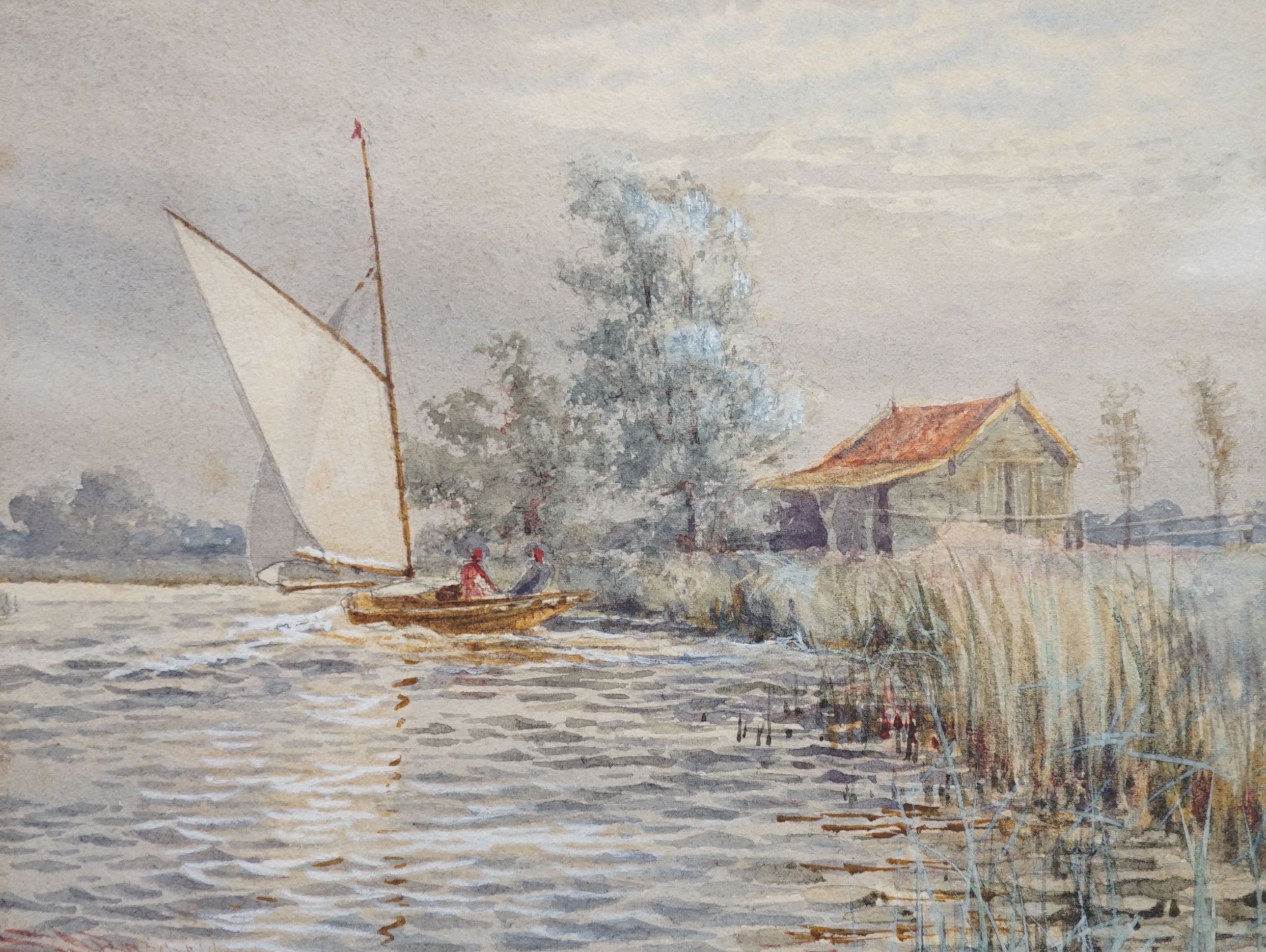 Stephen John Batchelder (1849-1932), Kendal Dyke, River Thurne, watercolour, signed and dated 1908, 13 x 17cm